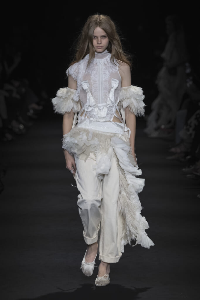 Model on the runway at the Ann Demeulemeester fashion show in Paris, Spring Summer 2027 Ready To Wear Fashion Week