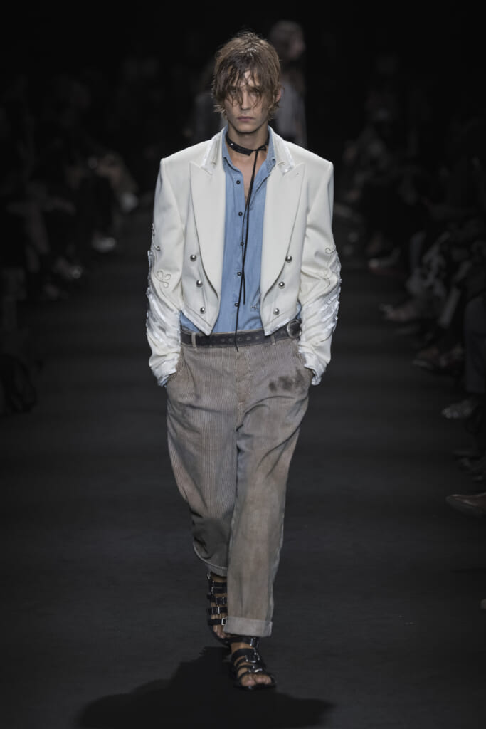 Model on the runway at the Ann Demeulemeester fashion show in Paris, Spring Summer 2027 Ready To Wear Fashion Week