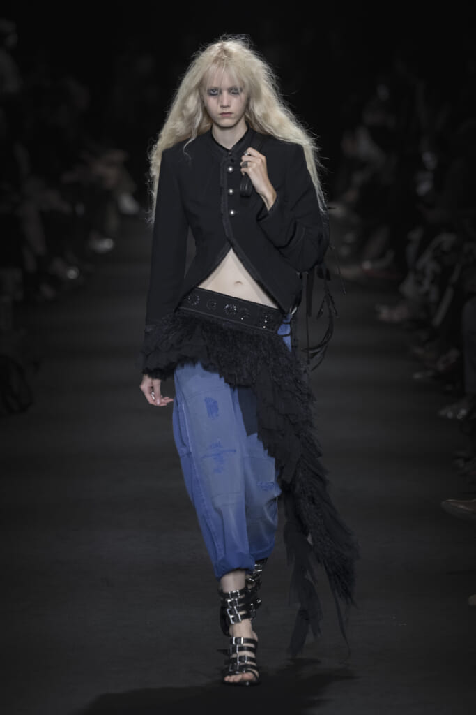 Model on the runway at the Ann Demeulemeester fashion show in Paris, Spring Summer 2027 Ready To Wear Fashion Week