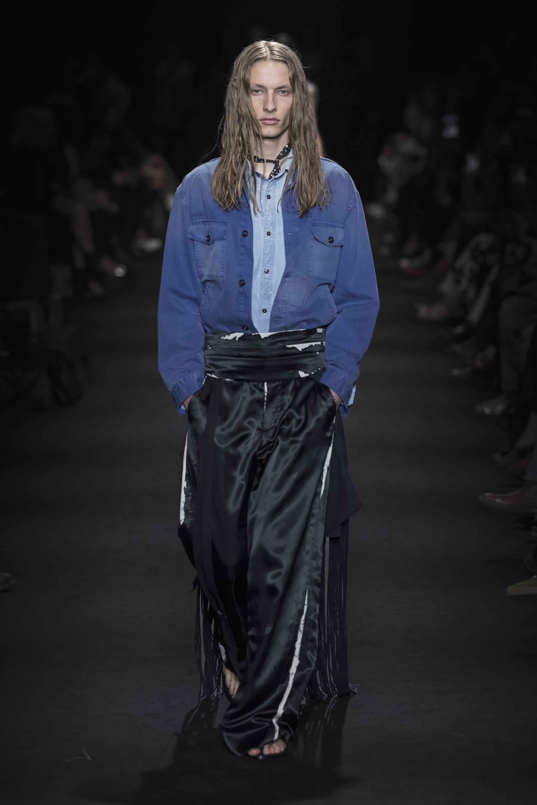 Model on the runway at the Ann Demeulemeester fashion show in Paris, Spring Summer 2027 Ready To Wear Fashion Week