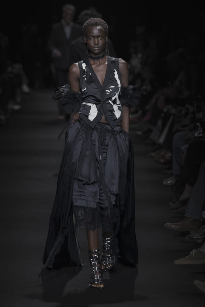 Model on the runway at the Ann Demeulemeester fashion show in Paris, Spring Summer 2027 Ready To Wear Fashion Week