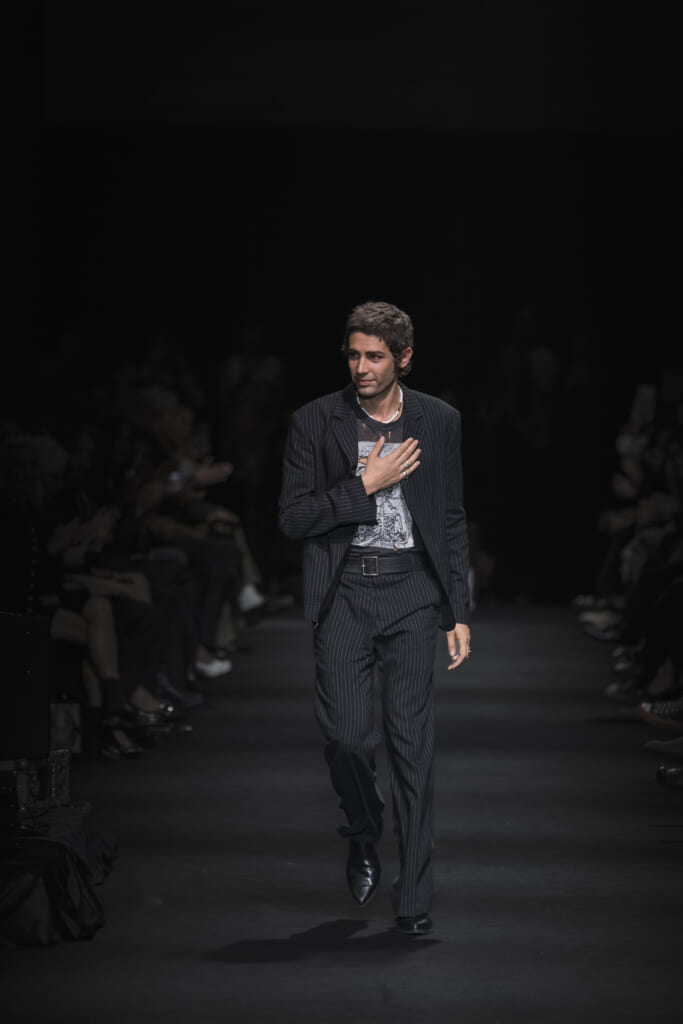 Model on the runway at the Ann Demeulemeester fashion show in Paris, Spring Summer 2027 Ready To Wear Fashion Week